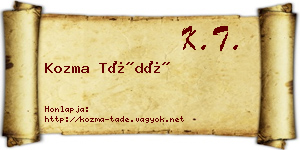 Kozma Tádé névjegykártya