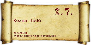 Kozma Tádé névjegykártya